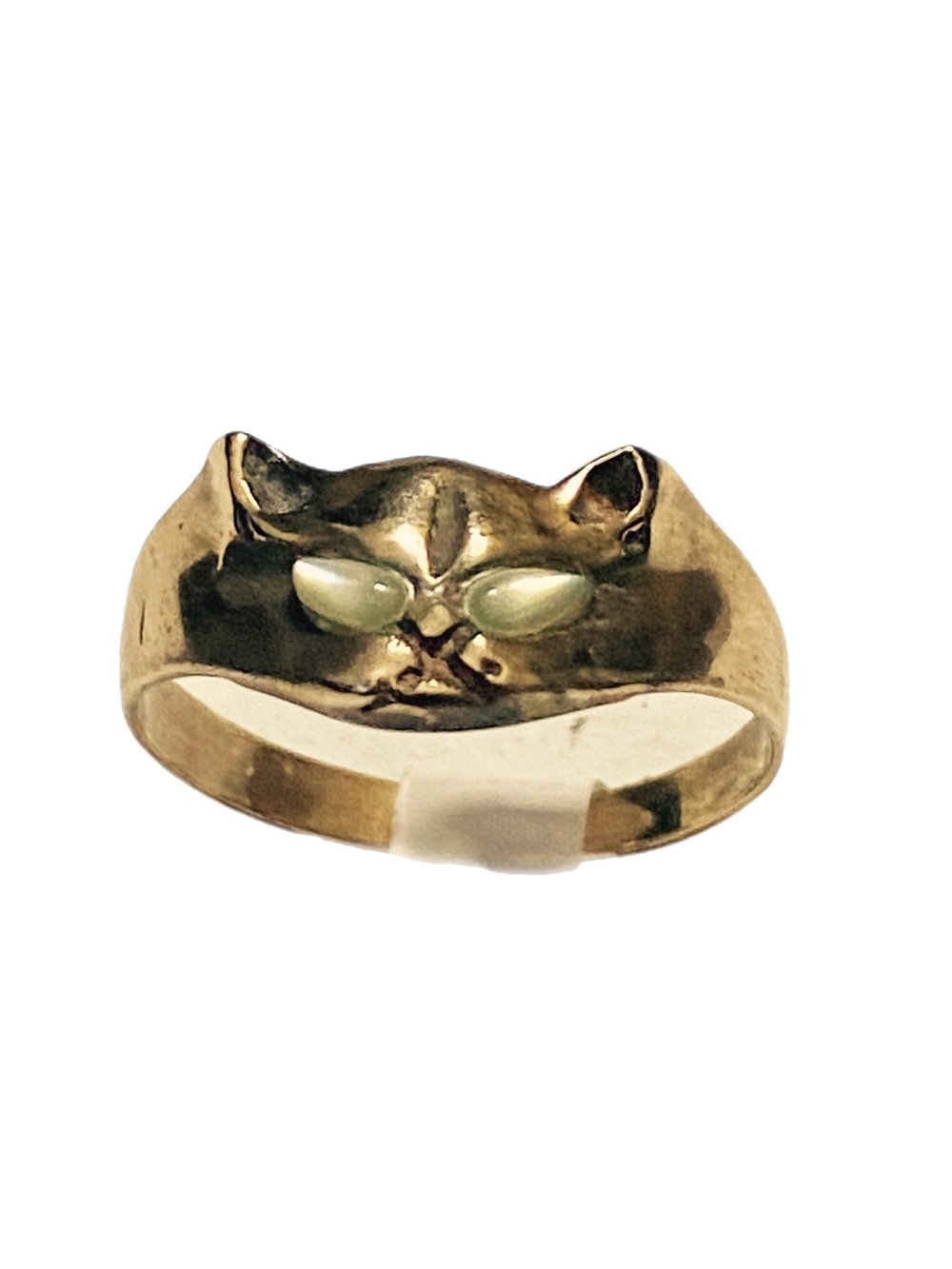 VTG Copper Cat Face Ring Mother of Pearl Eyes Sizes: 5.5 & 6